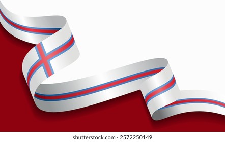 Faroe Islands flag wavy abstract background. Vector illustration.