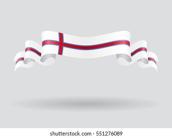 Faroe Islands flag wavy abstract background. Vector illustration.