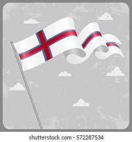 Faroe Islands flag wavy abstract background. Vector illustration.
