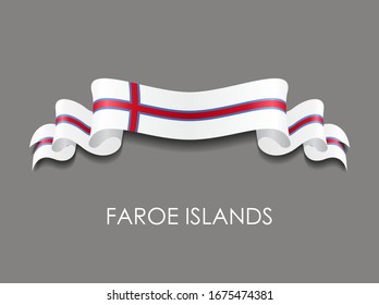 Faroe Islands flag wavy ribbon background. Vector illustration.
