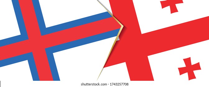 Faroe Islands and Georgia flags, two vector flags symbol of relationship or confrontation.
