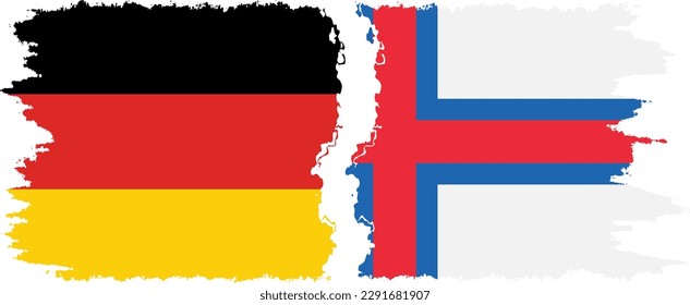 Faroe Islands and Germany grunge flags connection, vector