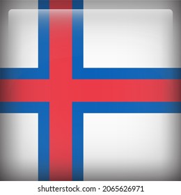 Faroe Islands Glossy 3D Square Country Flag Icon
