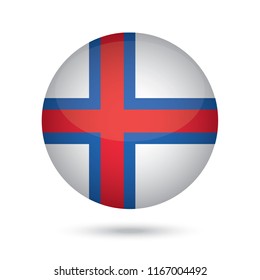 Faroe Islands glossy round button. Vector Illustration EPS10.