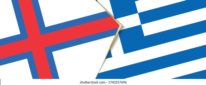 Banderas de las Islas Feroe y Grecia, dos banderas vectoriales símbolo de relación o enfrentamiento.