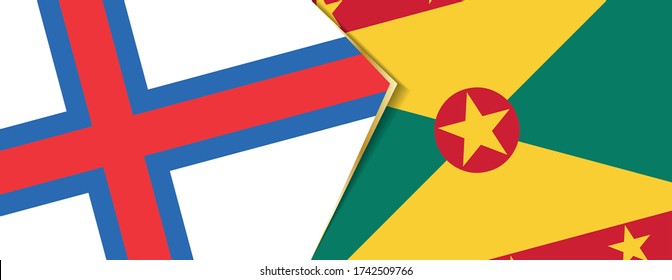 Faroe Islands and Grenada flags, two vector flags symbol of relationship or confrontation.