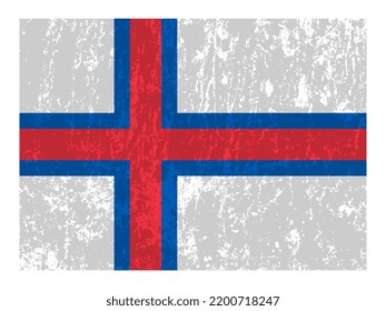 Faroe Islands grunge flag, official colors and proportion. Vector illustration.