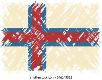 Faroe Islands grunge flag. Vector illustration. Grunge effect can be cleaned easily.