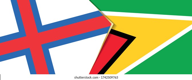 Faroe Islands and Guyana flags, two vector flags symbol of relationship or confrontation.