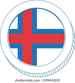 Faroe Islands hand drawn flag, Faroese krona hand drawn