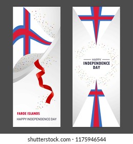 Faroe Islands Happy independence day Confetti Celebration Background Vertical Banner set