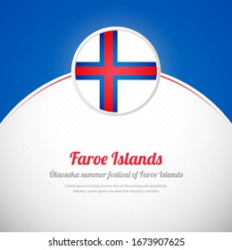 Faroe Islands happy olavsoka summer festival with Elegant colorful country flag background