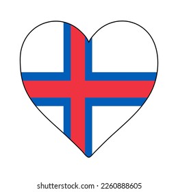 Faroe Islands Heart Shape Flag. Love Faroe Islands. Visit Faroe Islands. Northern Europe. Europe. European Union. Vector Illustration Graphic Design.