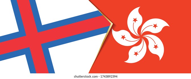 Faroe Islands and Hong Kong flags, two vector flags symbol of relationship or confrontation.