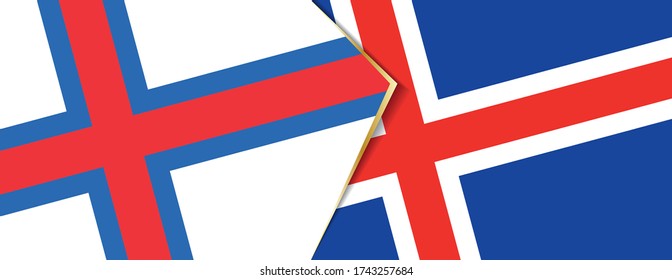 Faroe Islands and Iceland flags, two vector flags symbol of relationship or confrontation.