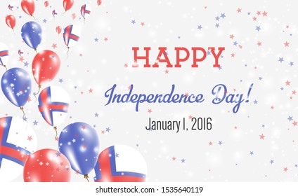 Faroe Islands Independence Day Greeting Card. Flying Balloons in Faroe Islands National Colors. Happy Independence Day Faroe Islands Vector Illustration.