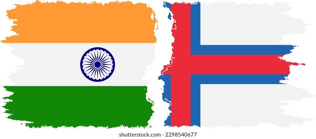 Faroe Islands and India grunge flags connection, vector