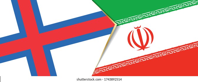 Faroe Islands and Iran flags, two vector flags symbol of relationship or confrontation.