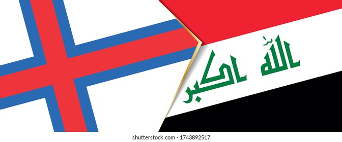 Faroe Islands and Iraq flags, two vector flags symbol of relationship or confrontation.