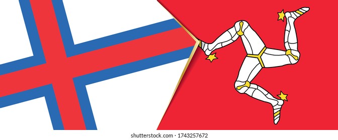 Faroe Islands and Isle of Man flags, two vector flags symbol of relationship or confrontation.