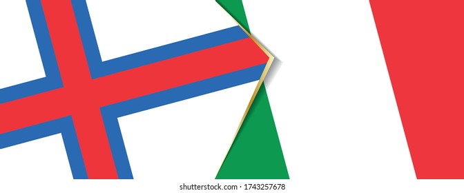 Faroe Islands and Italy flags, two vector flags symbol of relationship or confrontation.