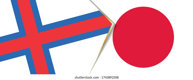 Die Fahnen der Färöer und Japans, zwei Vektorfahnen Symbol für Beziehung oder Konfrontation.