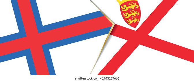 Faroe Islands and Jersey flags, two vector flags symbol of relationship or confrontation.