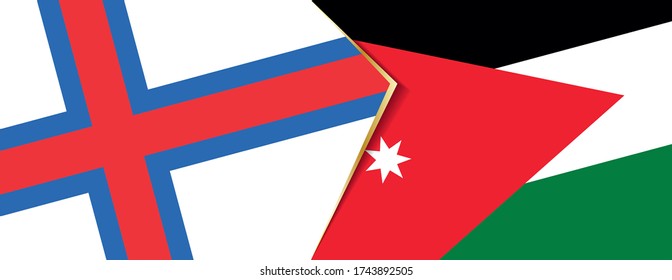 Banderas de las Islas Feroe y Jordania, dos banderas vectoriales símbolo de relación o enfrentamiento.