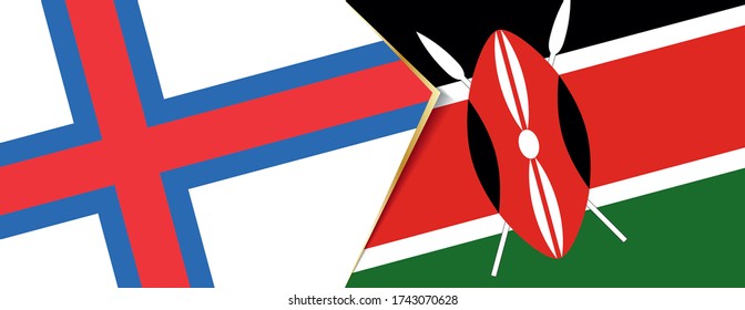 Faroe Islands and Kenya flags, two vector flags symbol of relationship or confrontation.
