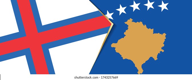 Faroe Islands and Kosovo flags, two vector flags symbol of relationship or confrontation.