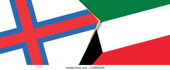 Faroe Islands and Kuwait flags, two vector flags symbol of relationship or confrontation.