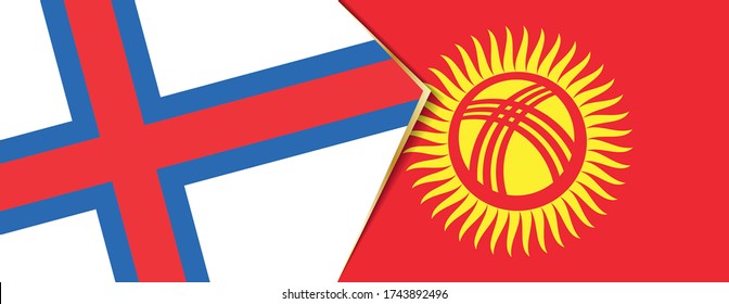 Faroe Islands and Kyrgyzstan flags, two vector flags symbol of relationship or confrontation.