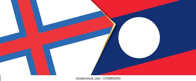 Faroe Islands and Laos flags, two vector flags symbol of relationship or confrontation.