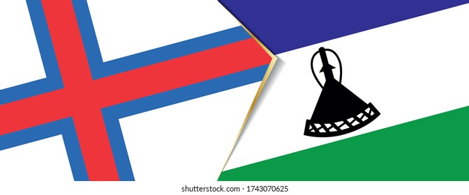 Faroe Islands and Lesotho flags, two vector flags symbol of relationship or confrontation.