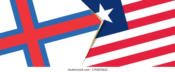 Faroe Islands and Liberia flags, two vector flags symbol of relationship or confrontation.
