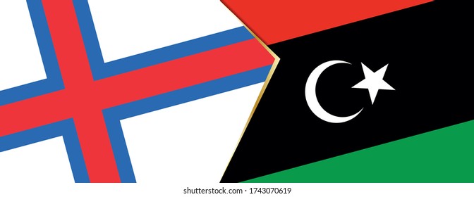 Faroe Islands and Libya flags, two vector flags symbol of relationship or confrontation.
