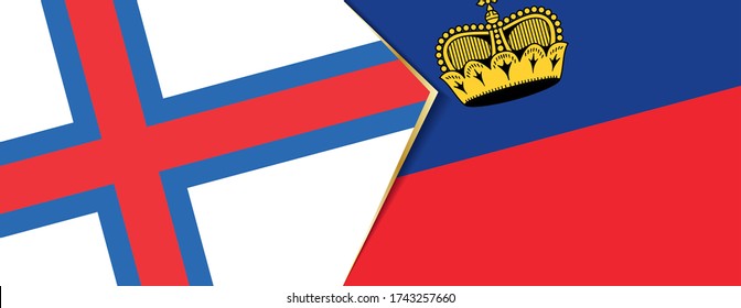 Faroe Islands and Liechtenstein flags, two vector flags symbol of relationship or confrontation.