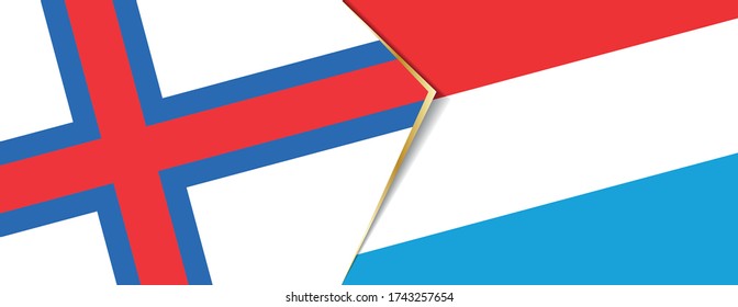 Faroe Islands and Luxembourg flags, two vector flags symbol of relationship or confrontation.