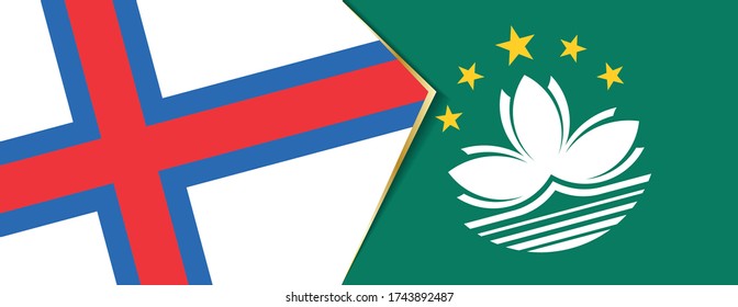 Faroe Islands and Macau flags, two vector flags symbol of relationship or confrontation.