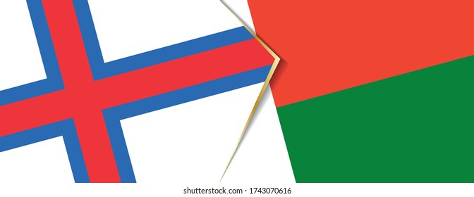 Faroe Islands and Madagascar flags, two vector flags symbol of relationship or confrontation.
