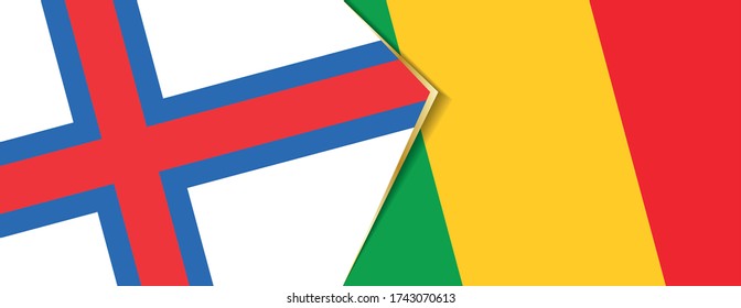 Faroe Islands and Mali flags, two vector flags symbol of relationship or confrontation.