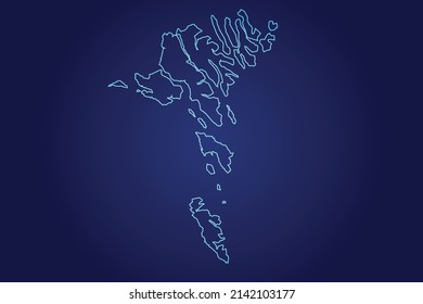 Faroe Islands Map of Abstract High Detailed Glow Blue Map on Dark Background logo illustration	