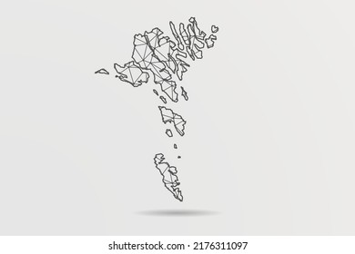 Faroe Islands Map - Abstract mash line and point scales on white background with World Map. Wire Frame 3D mesh polygonal network line, design sphere, dot and structure - Vector illustration eps 10