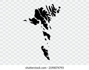 Faroe Islands map black Color on Backgound png  not divided into cities