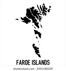 
Faroe Islands Map - black World Map International vector template with High detailed isolated on white background - Vector