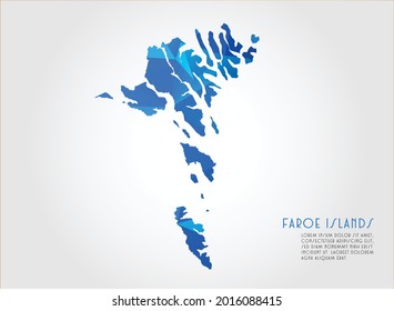Faroe Islands map blue Color on white background polygonal