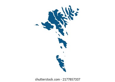 Faroe Islands Map blue Color on White Backgound