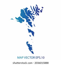 Faroe Islands map, blue gradient color , infographic style , on white background with Map World. Wire frame 3D mesh , map 3D,