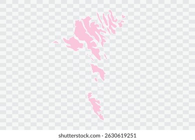 Faroe Islands Map Blush Color on White Background quality files Png