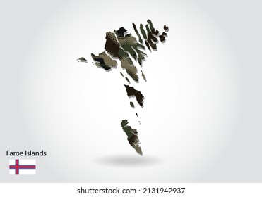 faroe Islands map with camouflage pattern, Forest - green texture in map. Military concept for army, soldier and war. coat of arms, flag.